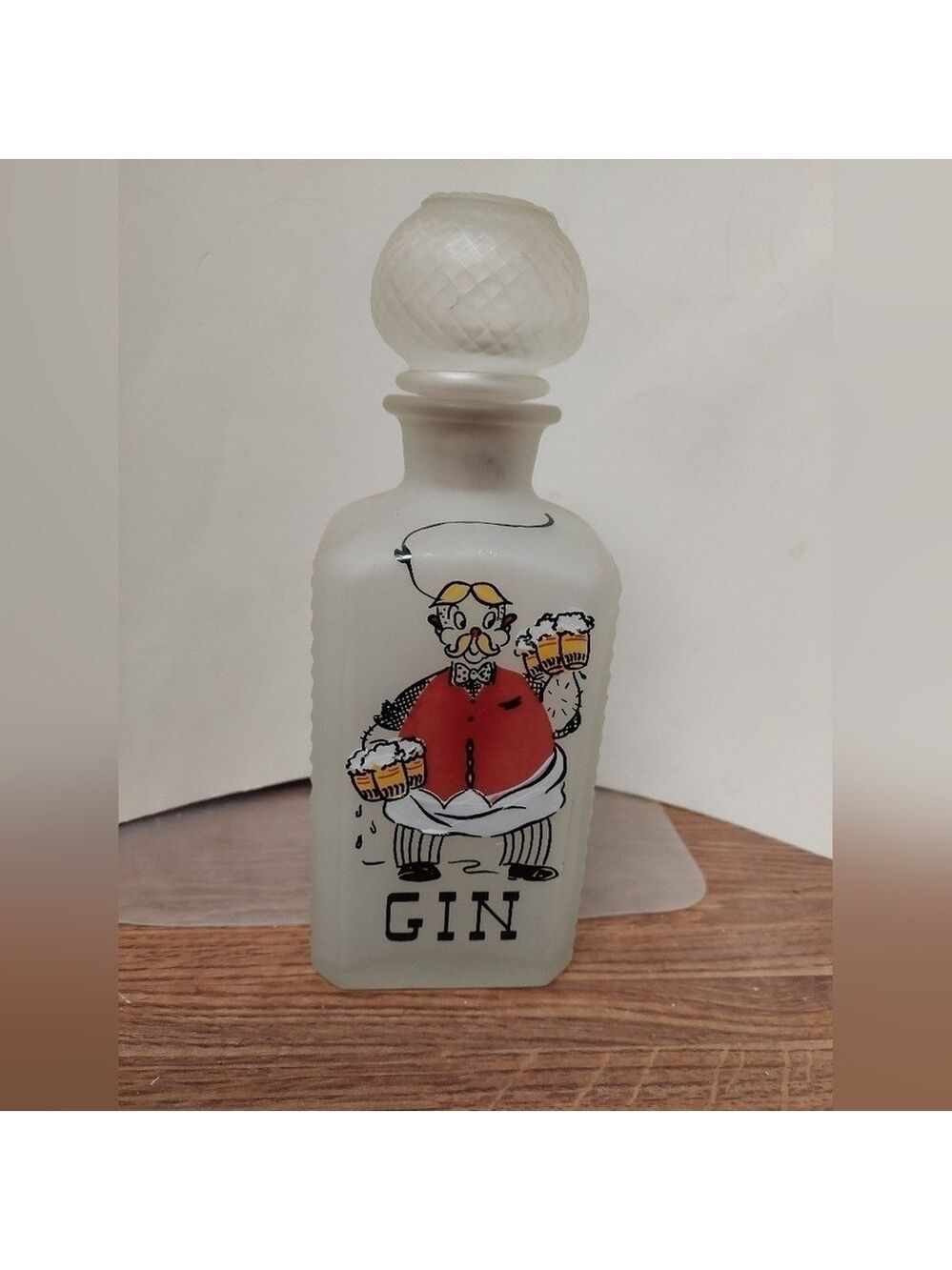 Vintage* 60s Glass Frosted Gin Decanter